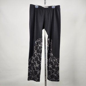 Purna Black Floral Straight Leg Pants Size 20